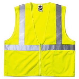 ergodyne EGO21055 GloWear 8210Z Class 2 Economy Vest, Polyester Mesh, Large to X-Large, Lime