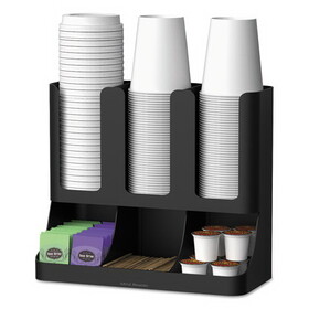 Mind Reader UPRIGHT6BLK Flume Six-Section Upright Coffee Condiment/Cup Organizer, Black, 11.5 x 6.5 x 15
