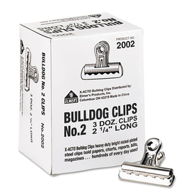 X-Acto EPI2002LMR Bulldog Clips, Medium, Nickel, 36/Box
