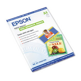 Epson EPSS041106 Photo-Quality Self Adhesive Paper, 8.38 x 11.75, Matte White, 10/Pack