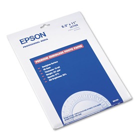 Epson EPSS041331 Premium Photo Paper, 10.4 mil, 8.5 x 11, Semi-Gloss White, 20/Pack