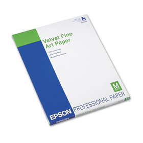 Epson EPSS041636 Velvet Fine Art Paper, 8.5 x 11, White, 20/Pack