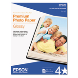 Epson EPSS041667 Premium Photo Paper, 10.4 mil, 8.5 x 11, High-Gloss White, 50/Pack