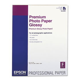 EPSON AMERICA EPSS042092 Premium Photo Paper, 68 Lbs., High-Gloss, 17 X 22, 25 Sheets/pack