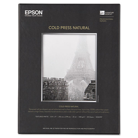 Epson EPSS042297 Cold Press Fine Art Paper, 19 mil, 8.5 x 11, Textured Matte Natural, 25/Pack