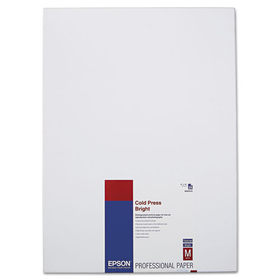 Epson EPSS042310 Cold Press Bright Fine Art Paper, 13 X 19, Bright White, 25 Sheets