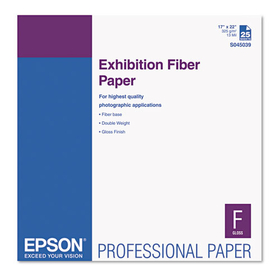 EPSON AMERICA EPSS045039 Exhibition Fiber Paper, 17 X 22, White, 25 Sheets
