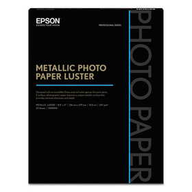 Epson EPSS045596 Professional Media Metallic Luster Photo Paper, 10.5 mil, 8.5 x 11, White, 25/Pack