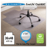 Es Robbins ESR120023 EverLife Light Use Chair Mat for Flat to Low Pile Carpet, Rectangular with Lip, 36 x 48, Clear