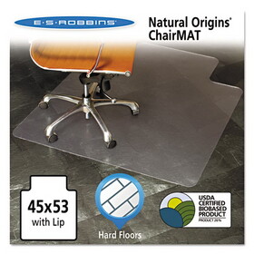 Es Robbins ESR143012 Natural Origins Chair Mat With Lip For Hard Floors, 45 X 53, Clear