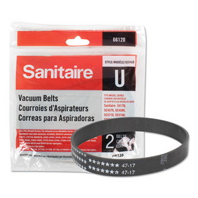 Sanitaire EUR66120 Replacement Belt for Upright Vacuum Cleaner, Flat U Style, 2/Pack