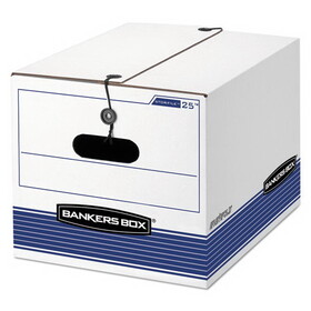 Fellowes FEL0002501 STOR/FILE Medium-Duty Strength Storage Boxes, Letter/Legal Files, 12.25" x 16" x 11", White/Blue, 4/Carton