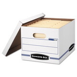 Bankers Box FEL0006301 Easylift Storage Box, Letter/letter, Lift-Off Lid, White/blue, 12/carton