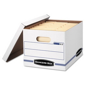 Bankers Box FEL0006301 EASYLIFT Basic-Duty Strength Storage Boxes, Letter Files, 12.75" x 13.25" x 10.5", White/Blue, 12/Carton