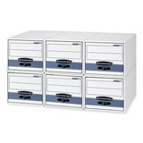FELLOWES MANUFACTURING FEL00311 Stor/drawer Steel Plus Storage Box, Letter, White/blue, 6/carton