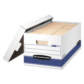 FELLOWES MANUFACTURING FEL0070104 Stor/file Storage Box, Letter, Locking Lid, White/blue, 4/carton