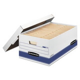 Bankers Box FEL00702 Stor/file Storage Box, Legal, Locking Lid, White/blue, 12/carton