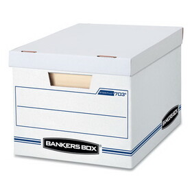 Fellowes FEL00703 STOR/FILE Basic-Duty Storage Boxes, Letter/Legal Files, 12.5" x 16.25" x 10.5", White/Blue, 12/Carton