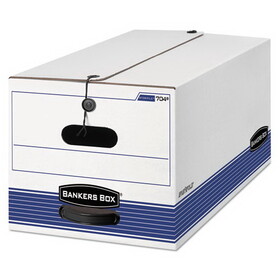 Fellowes FEL0070403 STOR/FILE Medium-Duty Strength Storage Boxes, Letter Files, 12.25" x 24.13" x 10.75", White/Blue, 4/Carton