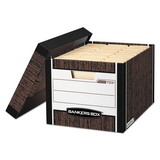 Bankers Box FEL0072506 R-Kive Max Storage Box, Letter/legal, Locking Lid, Woodgrain, 4/carton