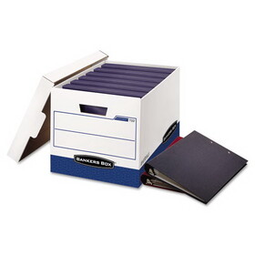 Bankers Box FEL0073301 BINDERBOX Storage Boxes, Letter Files, 13.13" x 20.13" x 12.38", White/Blue, 12/Carton