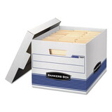 FELLOWES MANUFACTURING FEL0078907 Stor/file Med-Duty Letter/legal Storage Boxes, Locking Lid, White/blue, 4/carton
