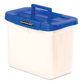 Bankers Box FEL0086301 Heavy-Duty Portable File Box, Letter Files, 14.25" x 8.63" x 11.06", Clear/Blue
