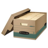 Bankers Box FEL1270201 Stor/file Storage Box, Legal, Locking Lift-Off Lid, Kraft/green, 12/carton