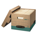 FELLOWES MANUFACTURING FEL12775 R-Kive Storage Box, Letter/legal, Locking Lift-Off Lid, Kraft/green, 12/carton