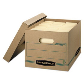 Bankers Box FEL1277601 STOR/FILE Basic-Duty Storage Boxes, Letter/Legal Files, 12.5" x 16.25" x 10.5", Kraft/Green, 12/Carton