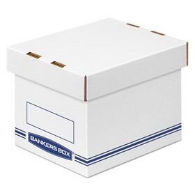 Bankers Box FEL4662101 Organizer Storage Boxes, Small, 6.25" x 8.13" x 6.5", White/Blue, 12/Carton