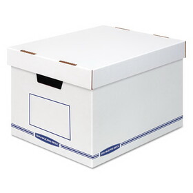 Bankers Box FEL4662401 Organizer Storage Boxes, X-Large, 12.75" x 16.5" x 10.5", White/Blue, 12/Carton