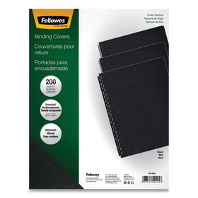 FELLOWES MANUFACTURING FEL52115 Linen Texture Binding System Covers, 11-1/4 X 8-3/4, Black, 200/pack