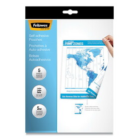 Fellowes FEL52205 Self-Adhesive Laminating Pouches, 5 mil, 9" x 11.5", Gloss Clear, 5/Pack