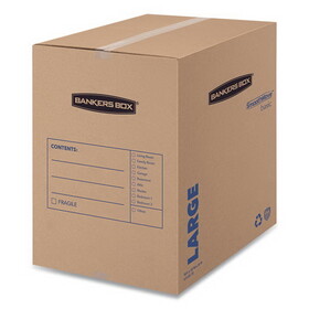 Bankers Box FEL7714001 SmoothMove Basic Moving Boxes, Regular Slotted Container (RSC), Large, 18" x 18" x 24", Brown/Blue, 15/Carton