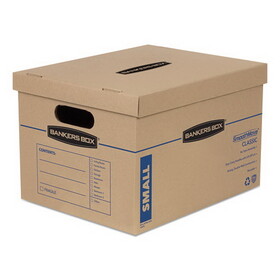 Bankers Box FEL7714210 SmoothMove Classic Moving/Storage Boxes, Half Slotted Container (HSC), Small, 12" x 15" x 10", Brown/Blue, 20/Carton