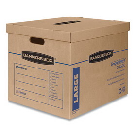 Bankers Box FEL7718201 SmoothMove Classic Moving/Storage Boxes, Half Slotted Container (HSC), Large, 17" x 21" x 17", Brown/Blue, 5/Carton
