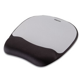 Fellowes FEL9175801 Memory Foam Mouse Pad with Wrist Rest, 7.93 x 9.25, Black/Silver