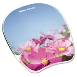 Fellowes FEL9179001 Photo Gel Mouse Pad with Wrist Rest with Microban Protection, 9.25 x 7.87, Pink Flowers Design