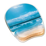 Fellowes FEL9179301 Photo Gel Mouse Pad with Wrist Rest with Microban Protection, 7.87 x 9.25, Sandy Beach Design