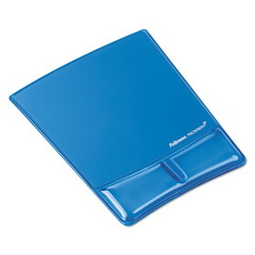 Fellowes FEL9182201 Gel Wrist Support W/attached Mouse Pad, Blue
