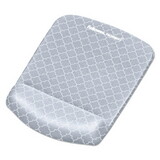 Fellowes 9549701 PlushTouch Mouse Pad with Wrist Rest, 7 1/4 x 9 3/8 x 1, Gray/White Lattice