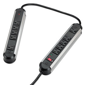 Fellowes FEL99082 Split Metal Surge Protector, 10 Outlets, 6 Ft Cord, 1250 Joules, Black/silver