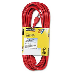 FELLOWES MANUFACTURING FEL99597 Indoor/outdoor Heavy-Duty 3-Prong Plug Extension Cord, 1-Outlet, 25ft, Orange