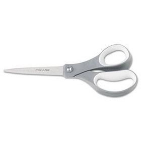 Fiskars FSK1160001005 Contoured Performance Scissors, 8" Long, 3.13" Cut Length, Gray Straight Handle