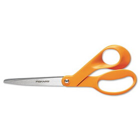 Fiskars FSK1945101052 Home and Office Scissors, 8" Long, 3.5" Cut Length, Orange Offset Handle