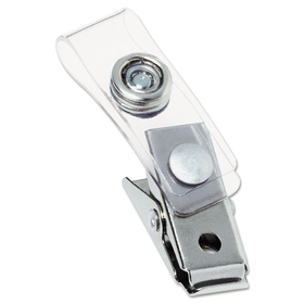 Gbc GBC1122897 Badge Clips with Plastic Straps, 0.5" x 1.5", Clear/Silver, 100/Box