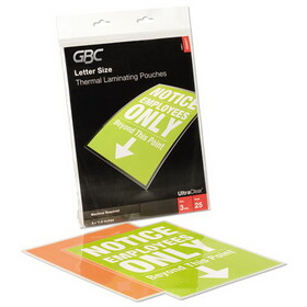 GBC GBC3200577B UltraClear Thermal Laminating Pouches, 3 mil, 9" x 11.5", Gloss Clear, 25/Pack