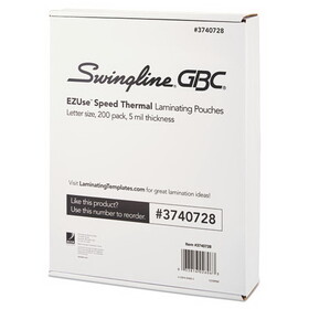 GBC GBC3740728 EZUse Thermal Laminating Pouches, 5 mil, 9" x 11.5", Gloss Clear, 200/Pack