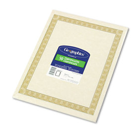 GEOGRAPHICS GEO21015 Parchment Paper Certificates, 8-1/2 X 11, Natural Diplomat Border, 50/pack
